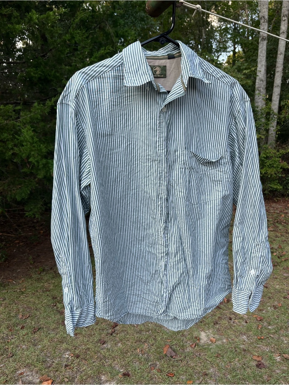 Duck Head Men's Green & White Vertical Stripe Button-Down Shirt